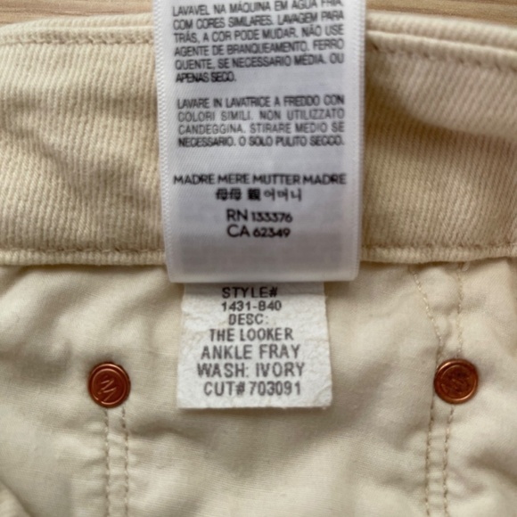 MOTHER Ivory The Looker Ankle Fray Gettin’ In Jeans US 25 - Picture 8 of 8